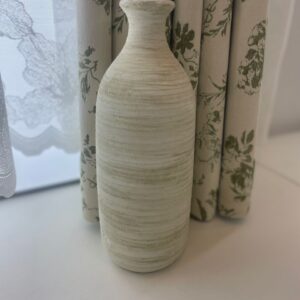 Grand Vase rustique en grès naturel – Bouteille en céramique côtelée